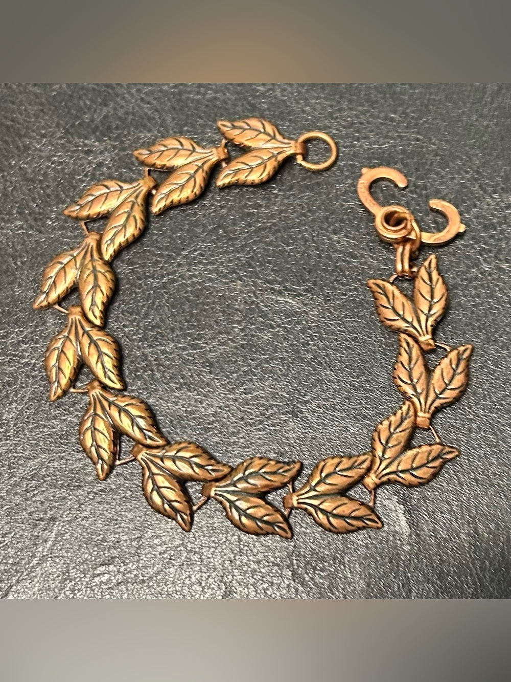 Leaf Motif Bracelet Made From Antique Copper